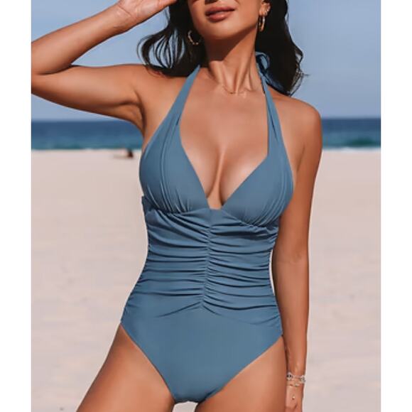 Cupshe Other - Cupshe Super Bloom Retro Plunging Halterneck One-Piece